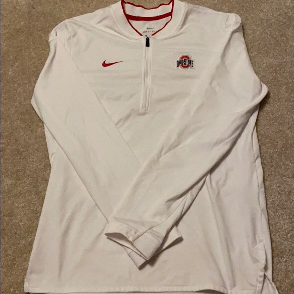 Nike White Long Sleeve Tee with Red Accents